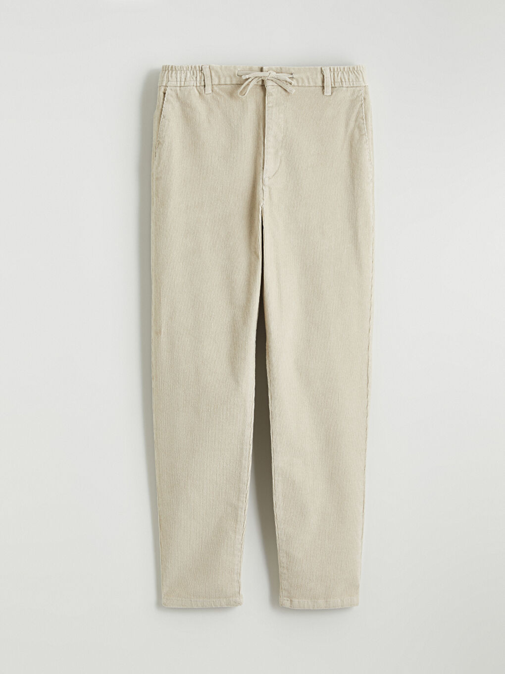 Bej Standart Kalıp Kadife Erkek Pantolon-4