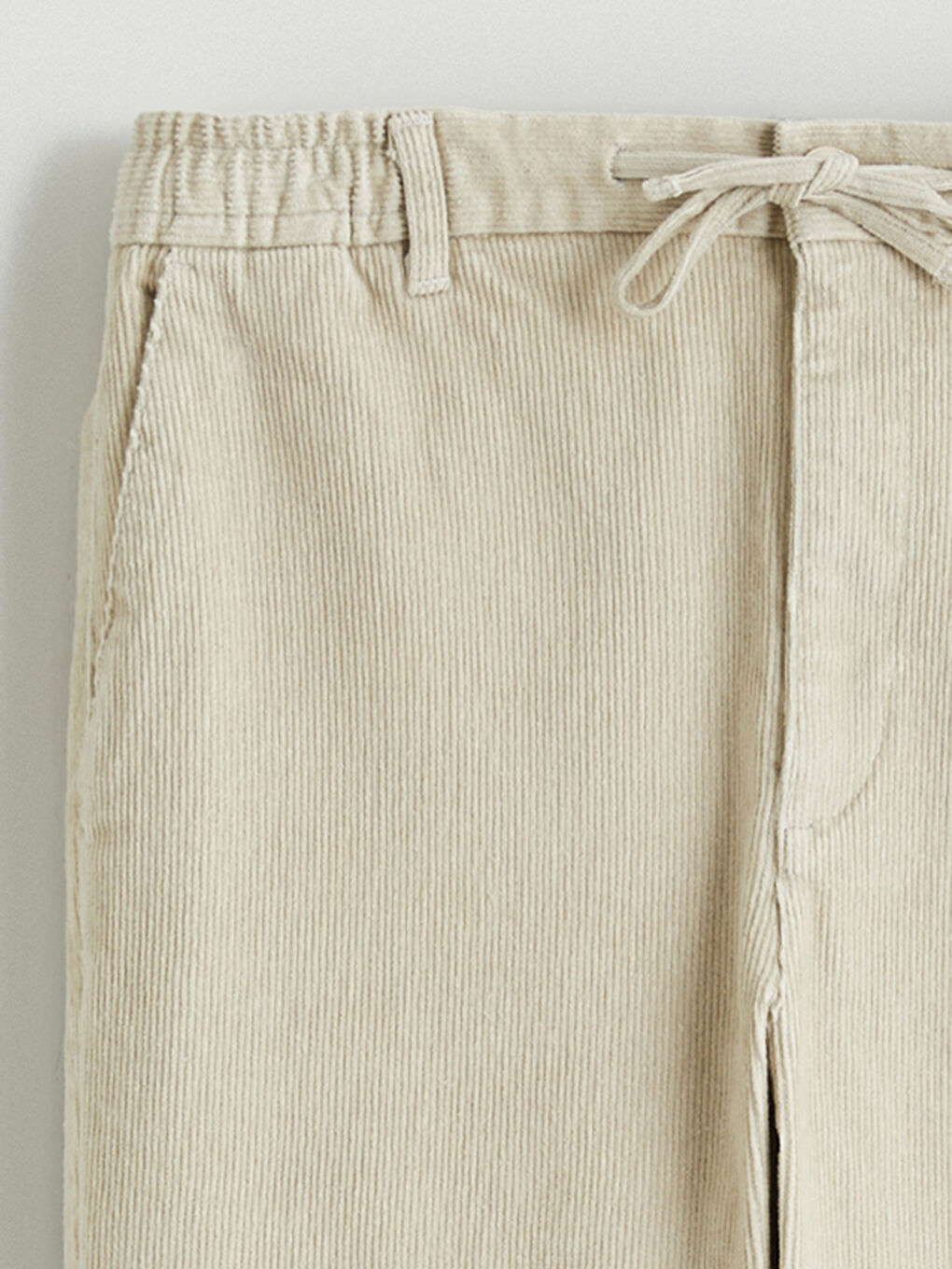 Bej Standart Kalıp Kadife Erkek Pantolon-5