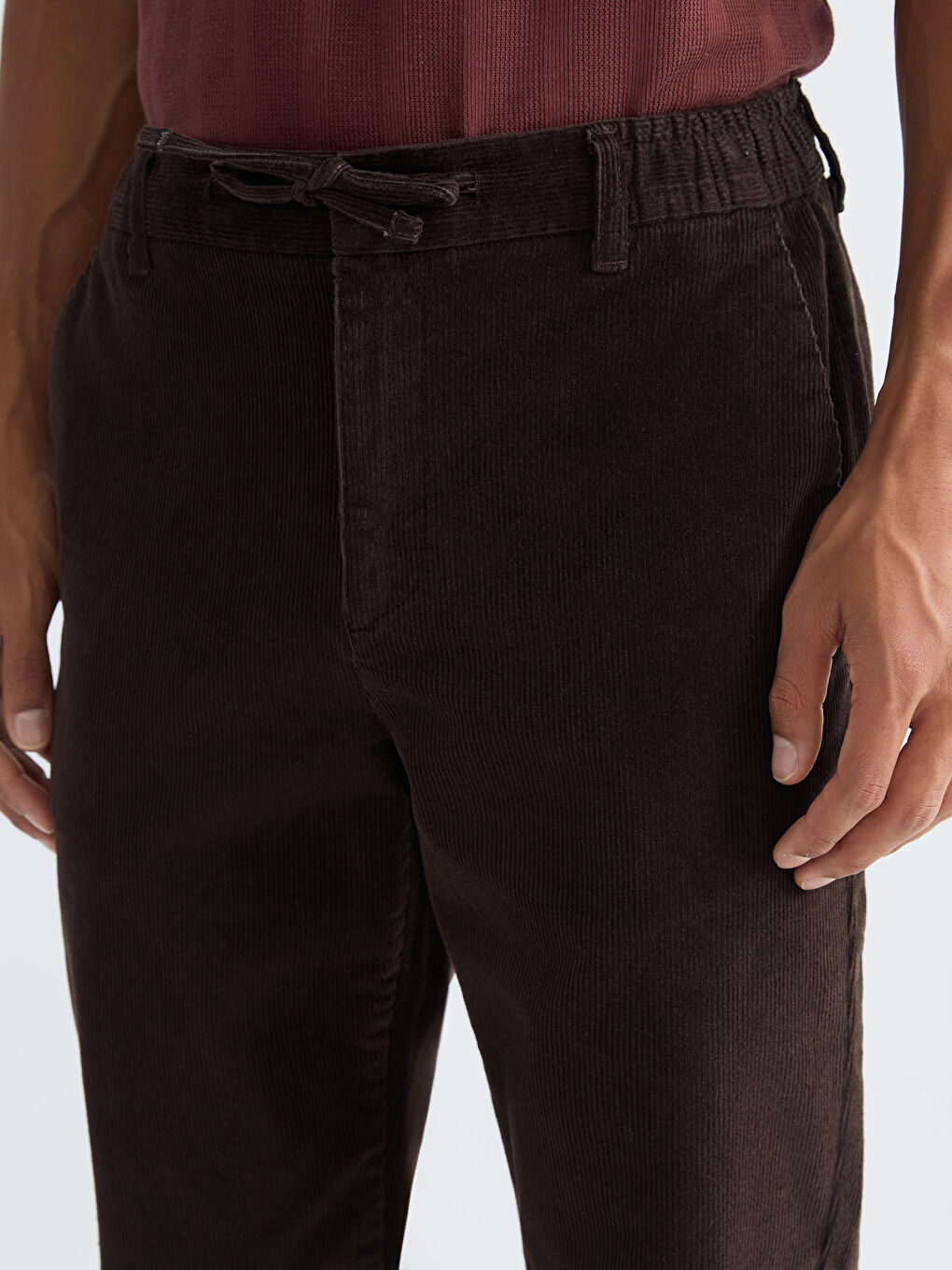 Kahverengi Standart Kalıp Kadife Erkek Pantolon-2