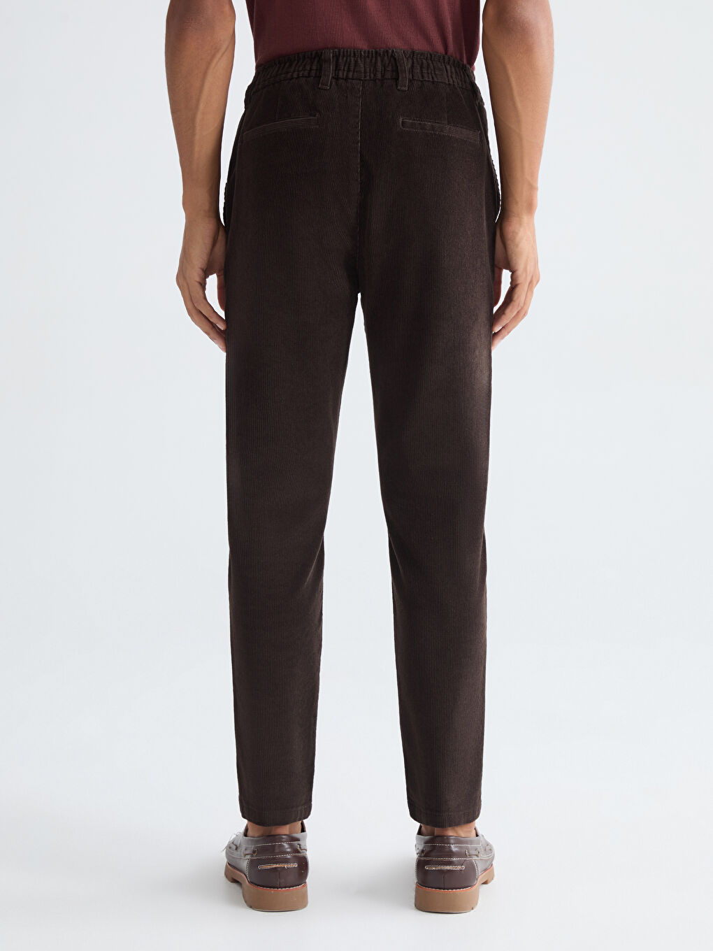 Kahverengi Standart Kalıp Kadife Erkek Pantolon-3