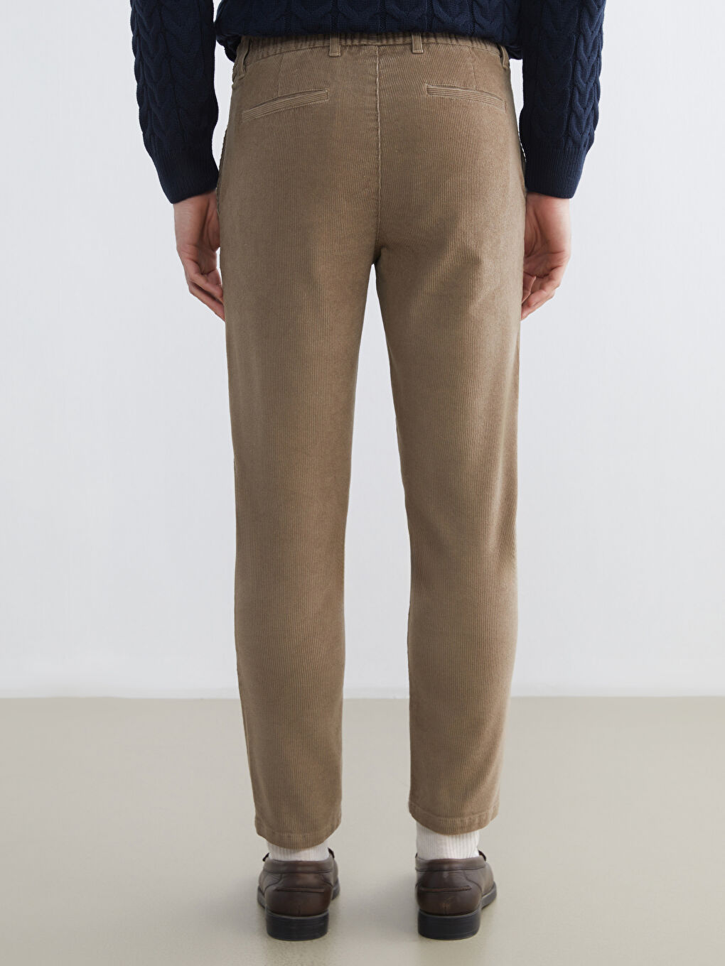 Kahverengi Standart Kalıp Kadife Erkek Pantolon-5
