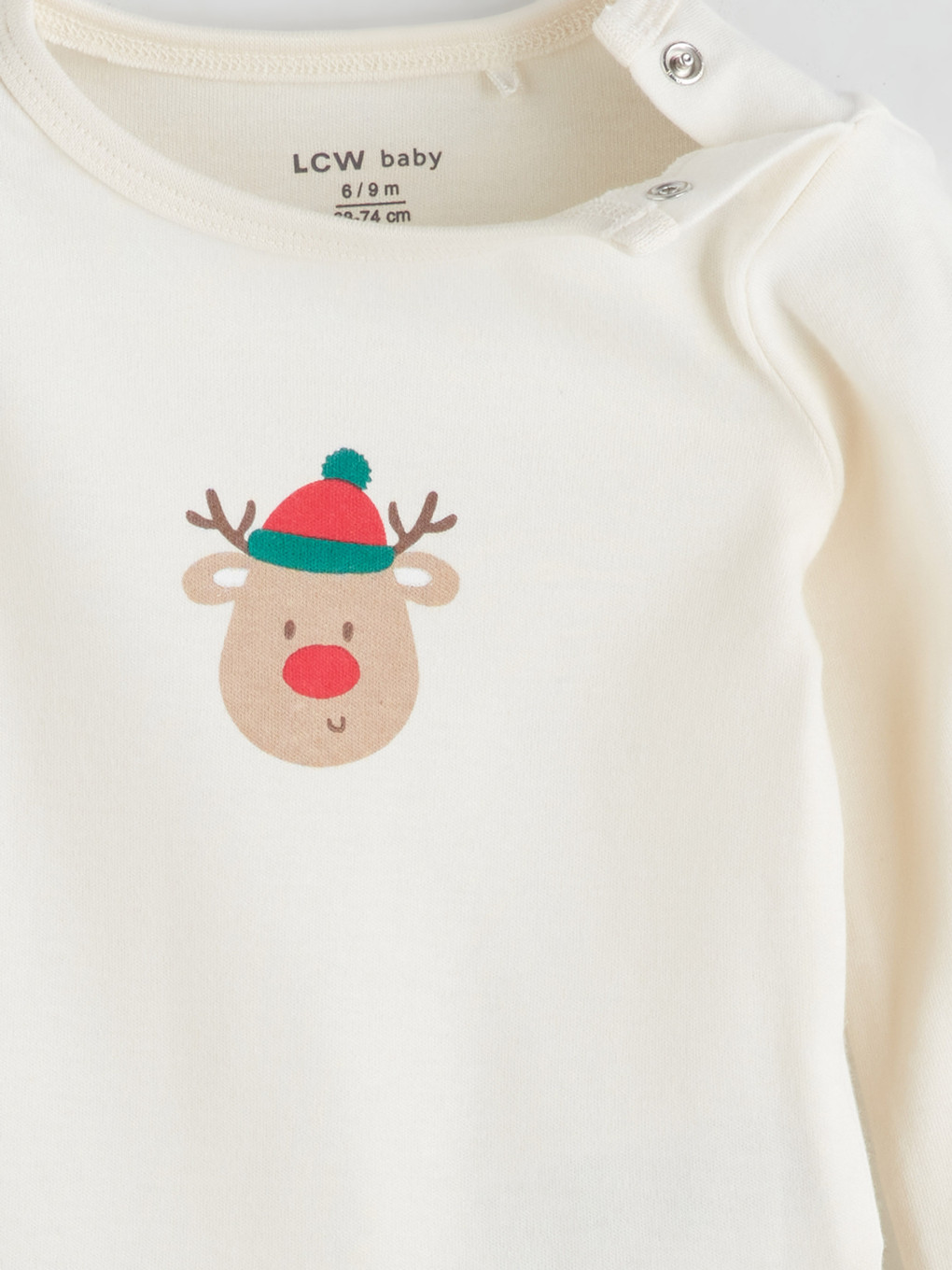 Bej Bisiklet Yaka Erkek Bebek Çıtçıtlı Body-3
