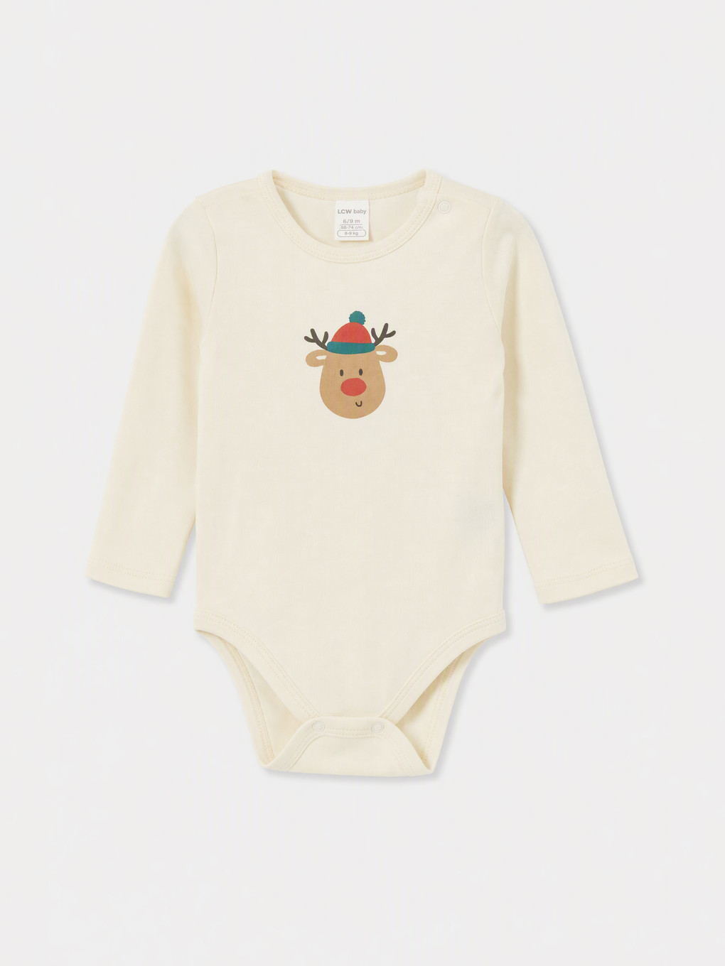 Bej Bisiklet Yaka Erkek Bebek Çıtçıtlı Body
