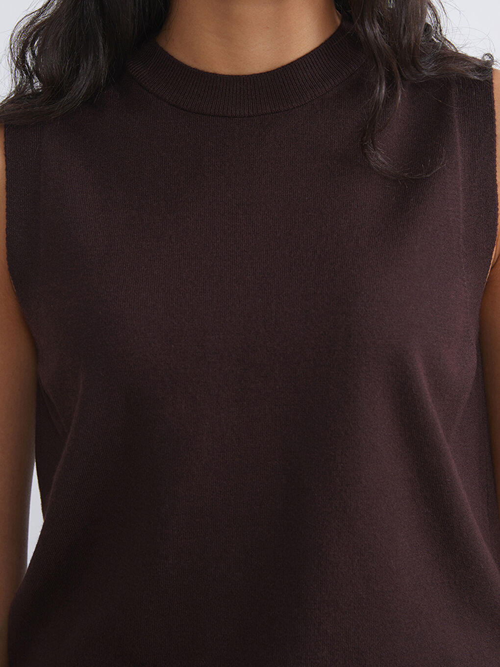 Kahverengi Bisiklet Yaka Kadın Triko Süveter-2