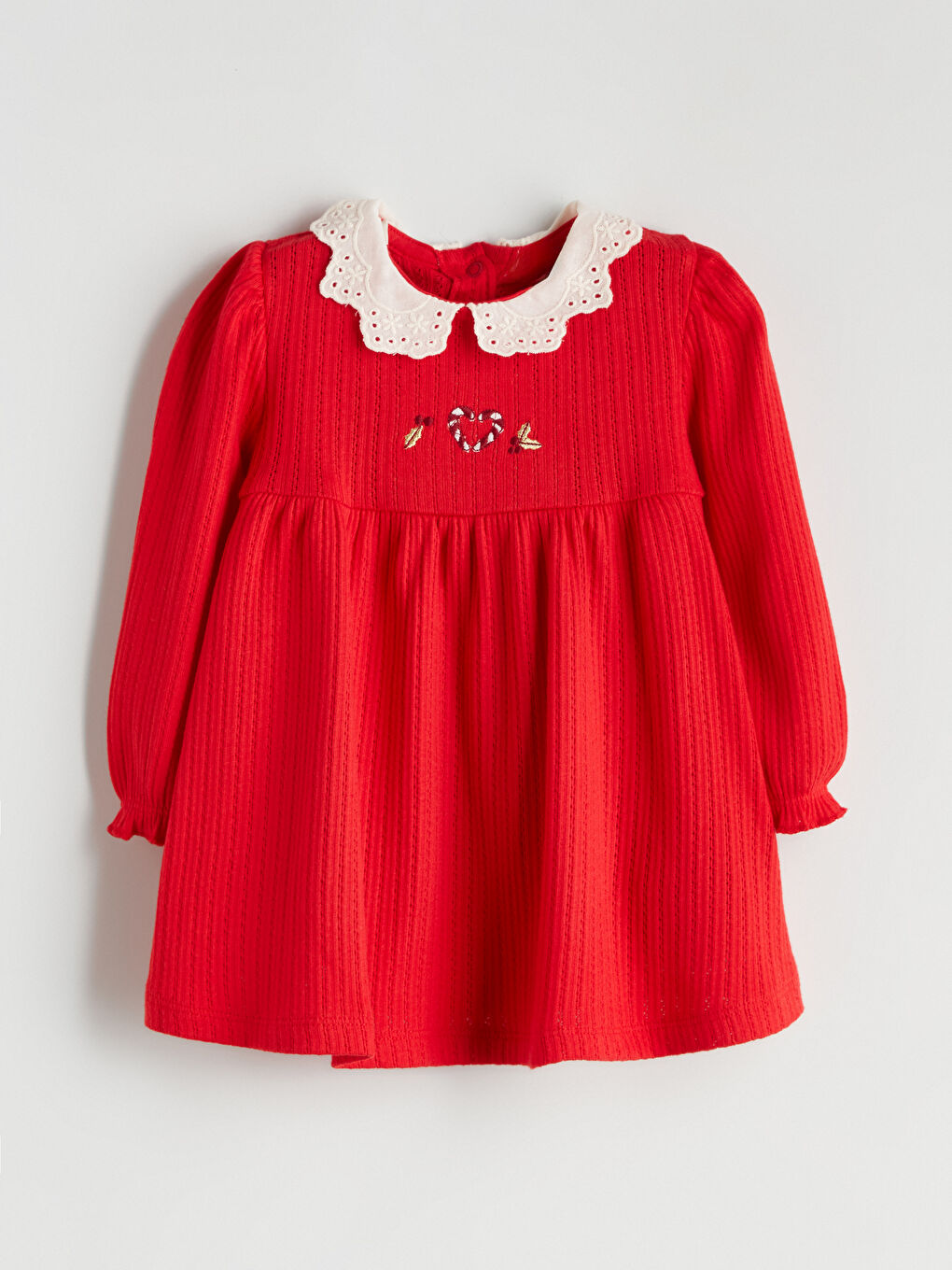 Peter Pan Collar Embroidered Baby Girls' Dress-1