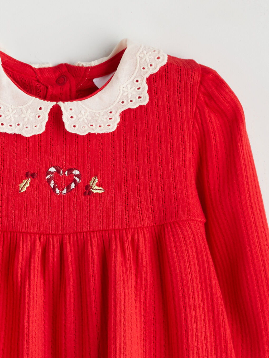 Peter Pan Collar Embroidered Baby Girls' Dress-2