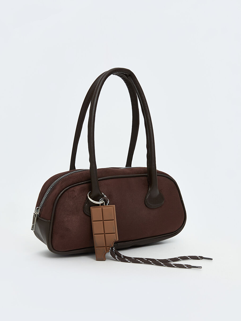 Kahverengi Deri Görünümlü Kadın Baget Omuz Çantası-1