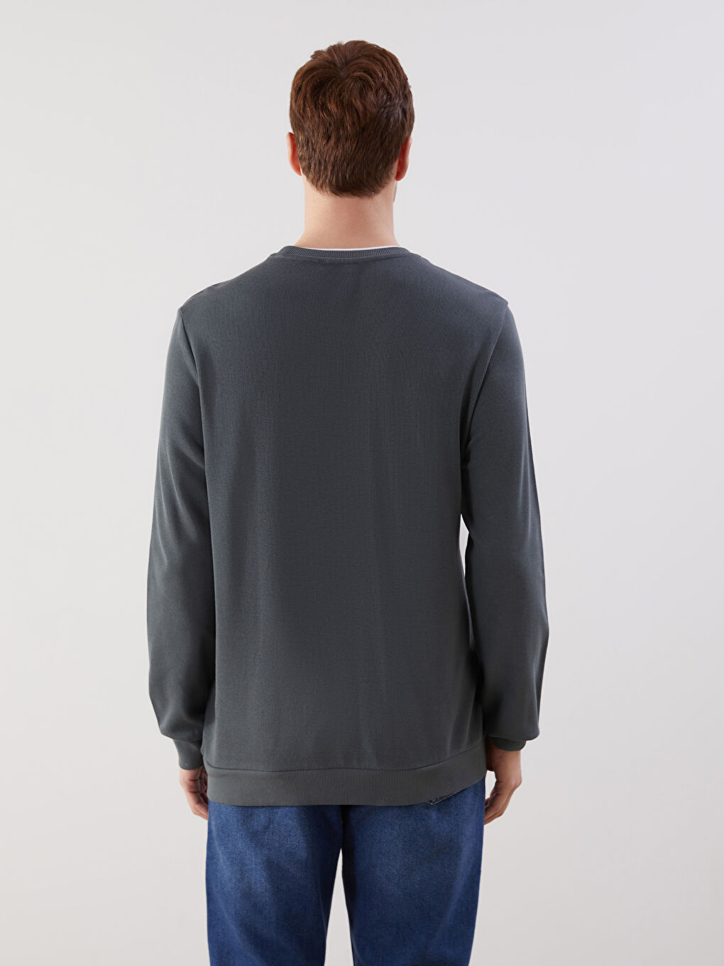 Haki Bisiklet Yaka Ribanalı Erkek Sweatshirt-3