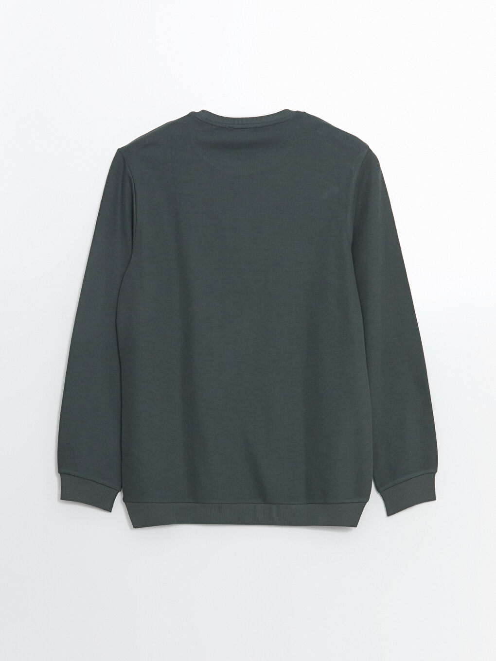 Haki Bisiklet Yaka Ribanalı Erkek Sweatshirt-5