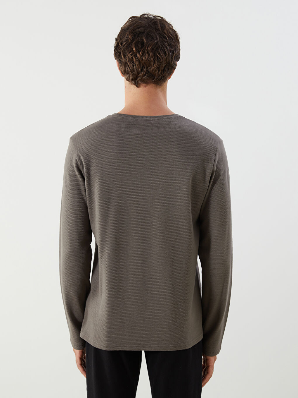 Muška majica od češljanog pamuka okruglog izreza dugih rukava-3