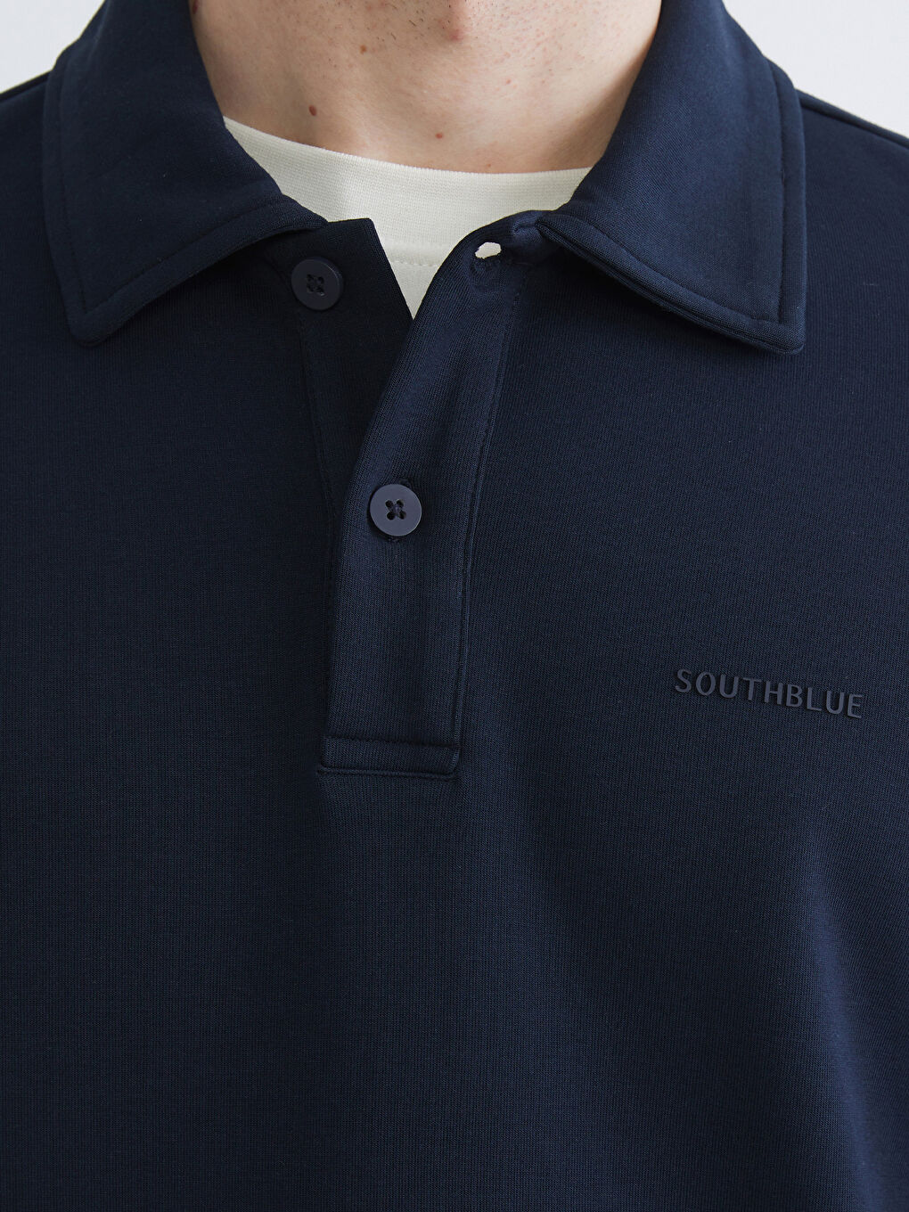 Lacivert Polo Yaka Erkek Sweatshirt-2