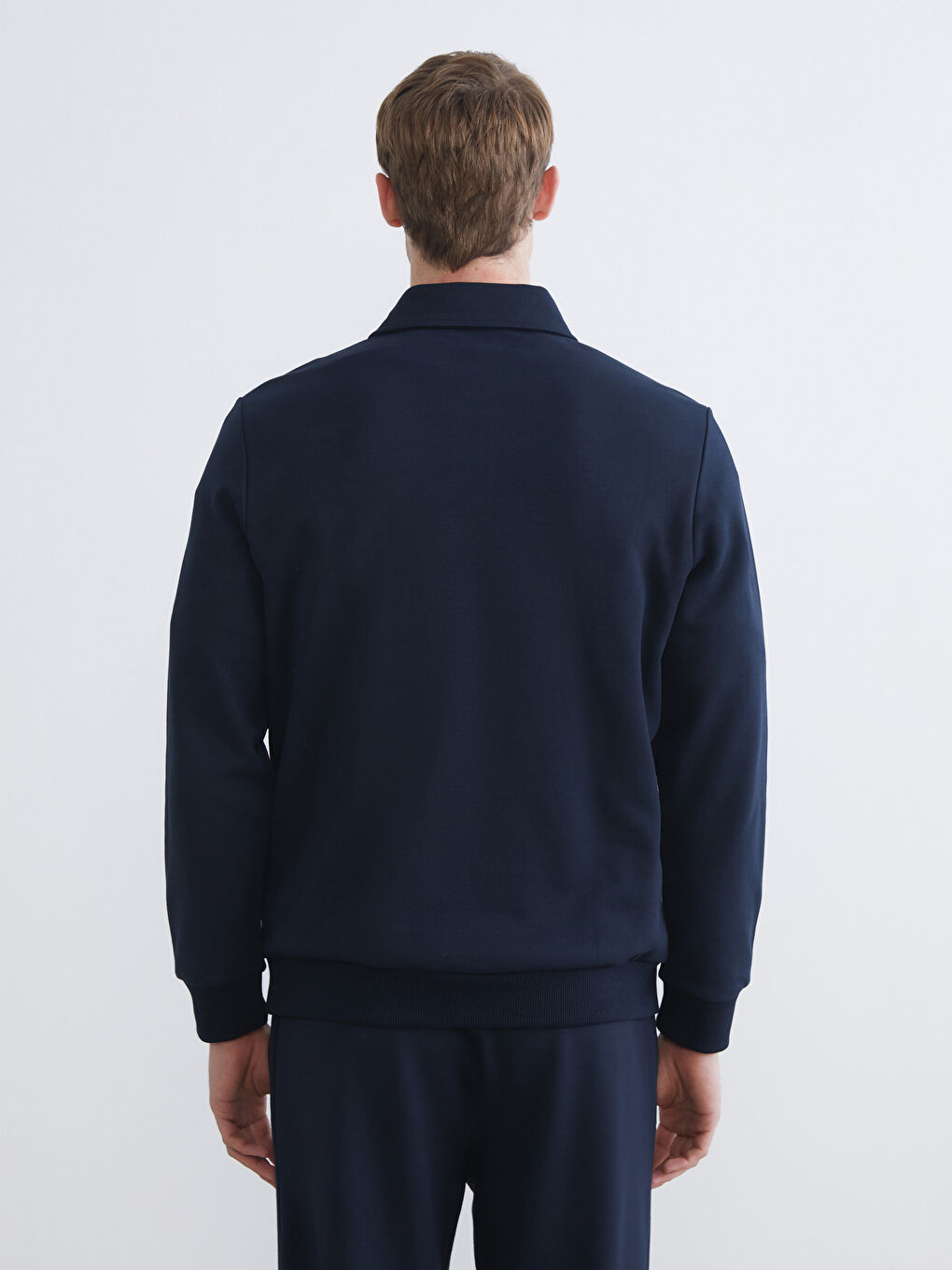 Lacivert Polo Yaka Erkek Sweatshirt-3