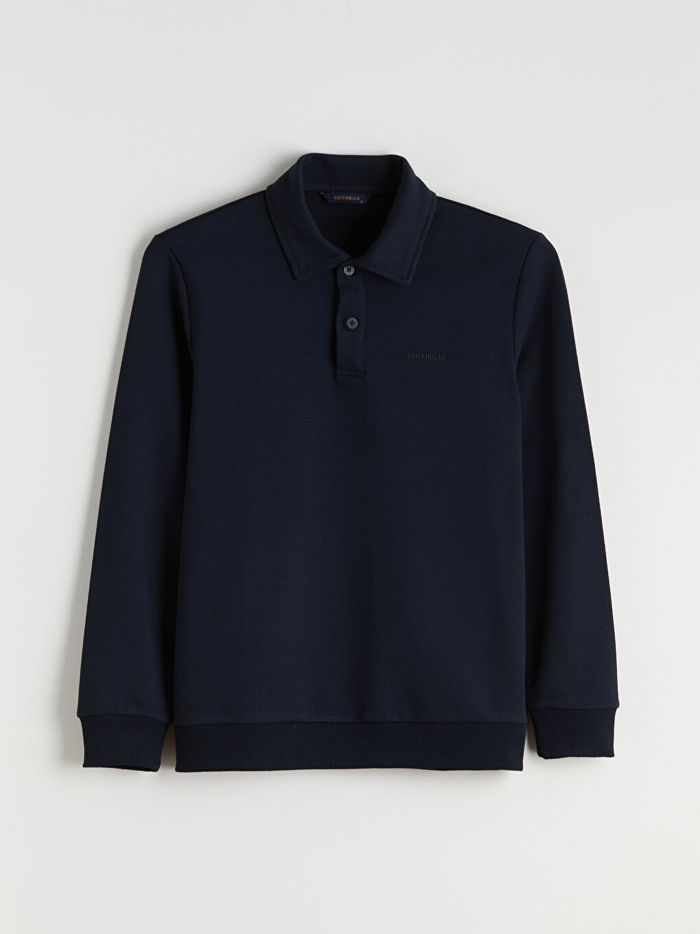 Lacivert Polo Yaka Erkek Sweatshirt-4