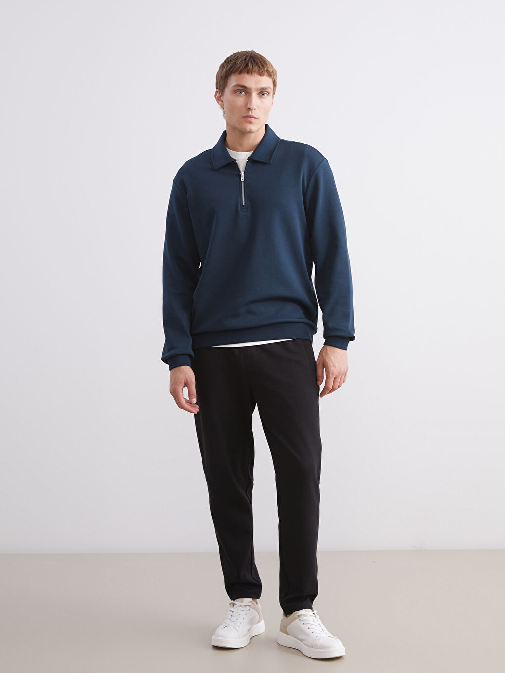 Petrol Polo Yaka Erkek Sweatshirt-1