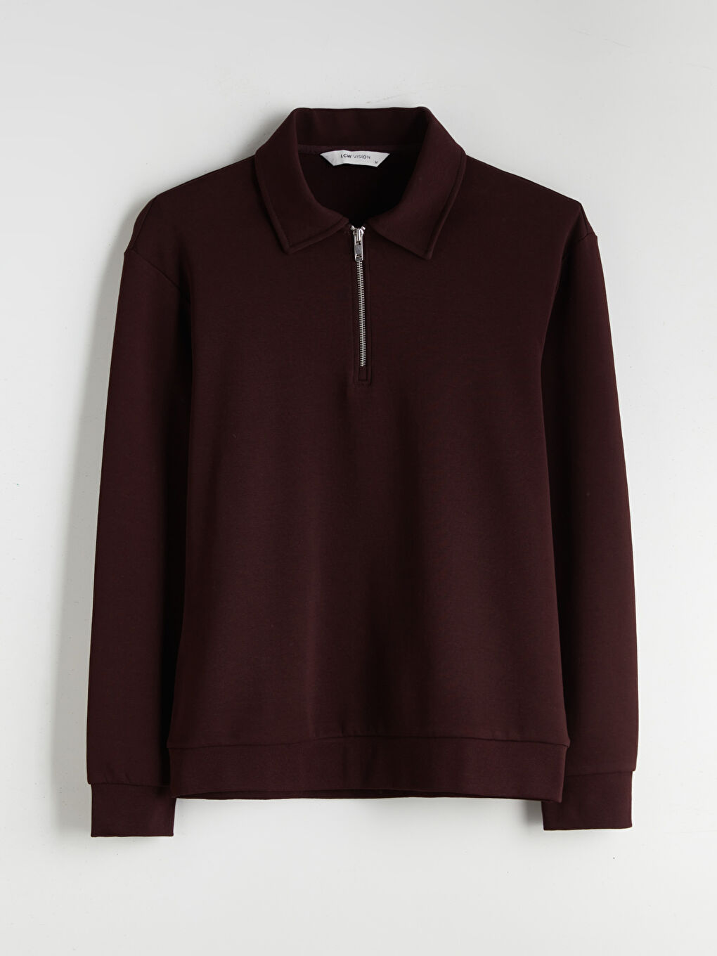 Kahverengi Polo Yaka Erkek Sweatshirt-4