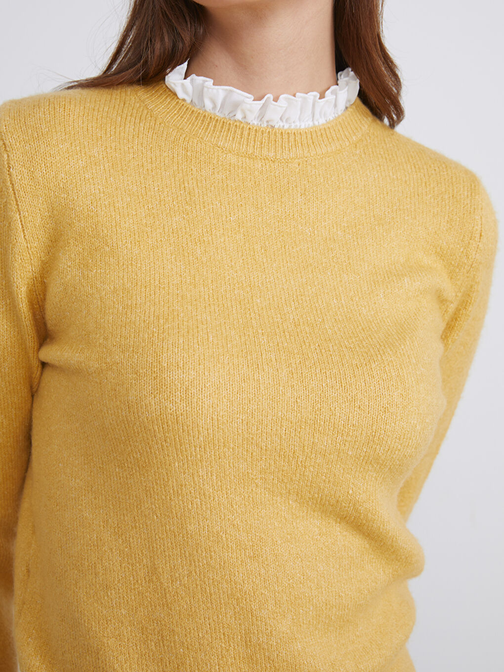 Ruffled Funnel Neck Women's Knitwear Sweater-2