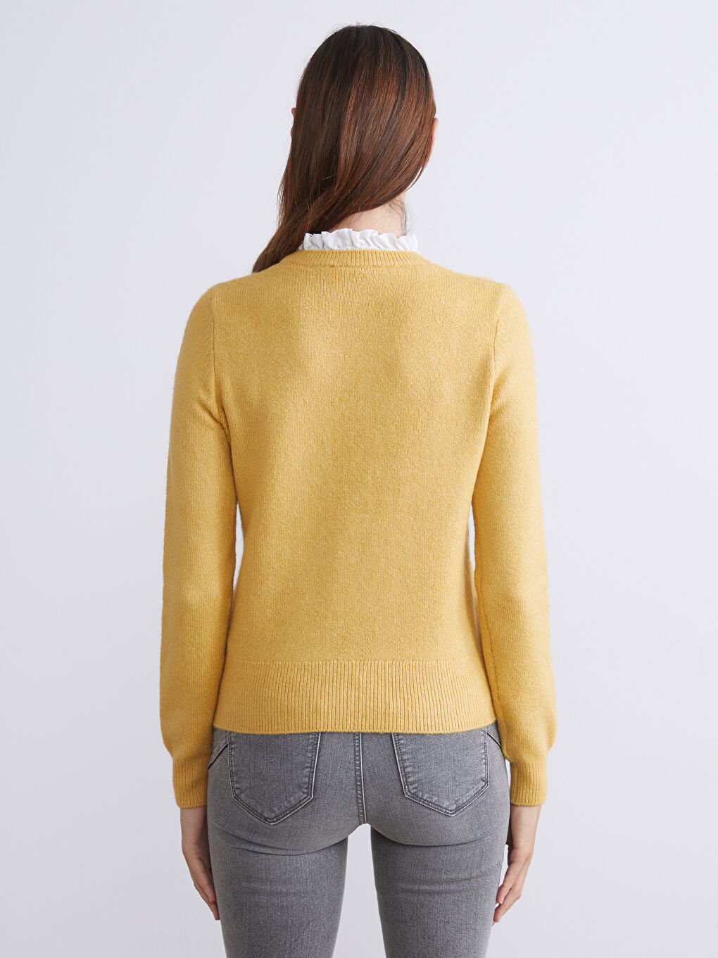 Ruffled Funnel Neck Women's Knitwear Sweater-3