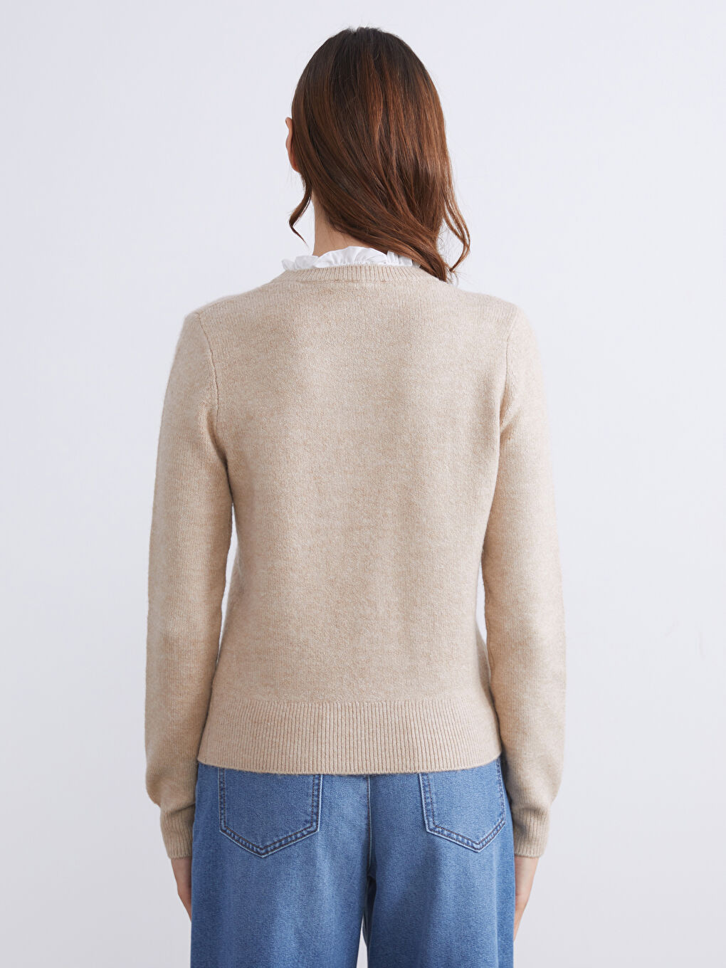 Ruffled Funnel Neck Women's Knitwear Sweater-3