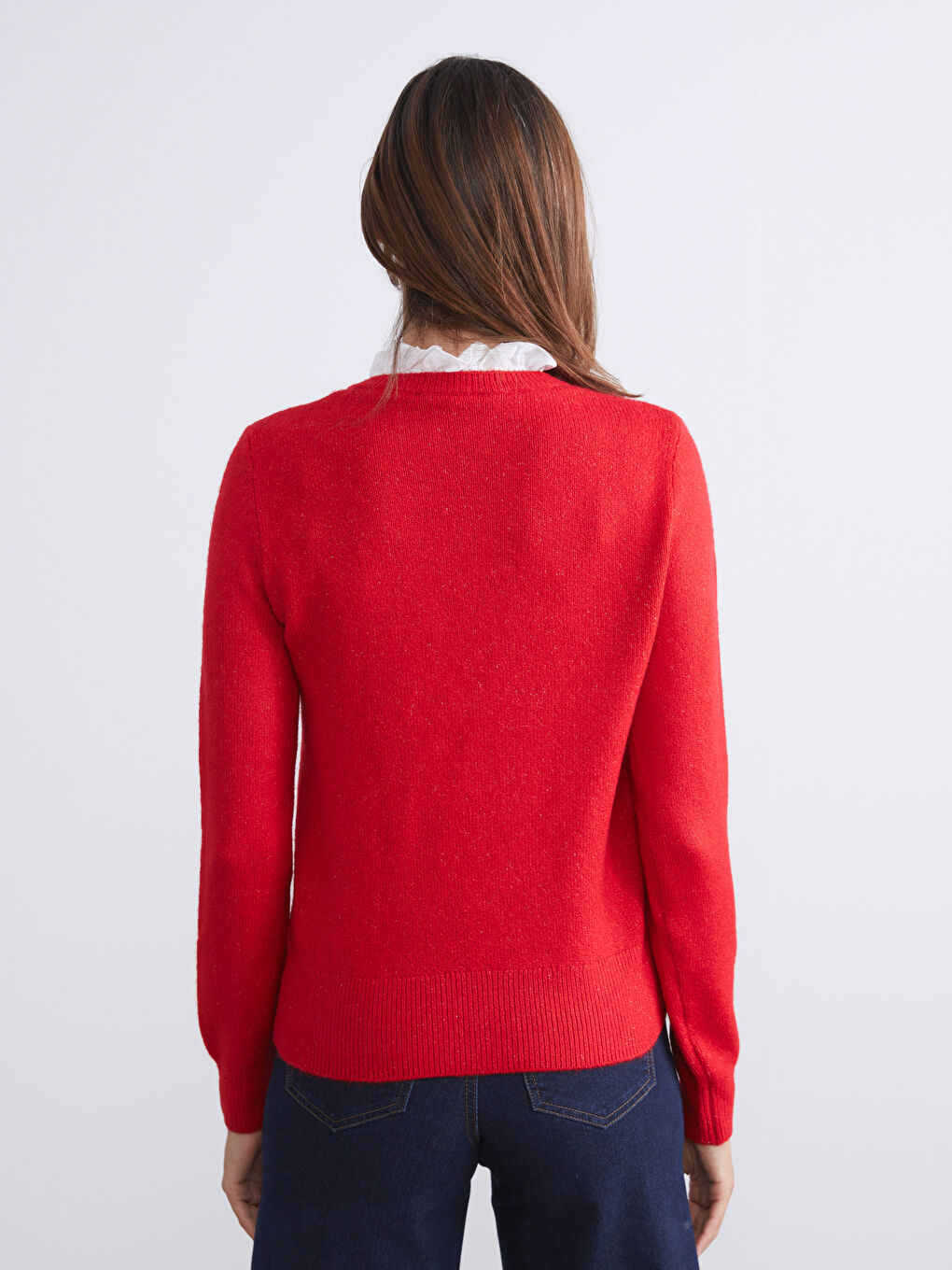 Ruffled Funnel Neck Women's Knitwear Sweater-3