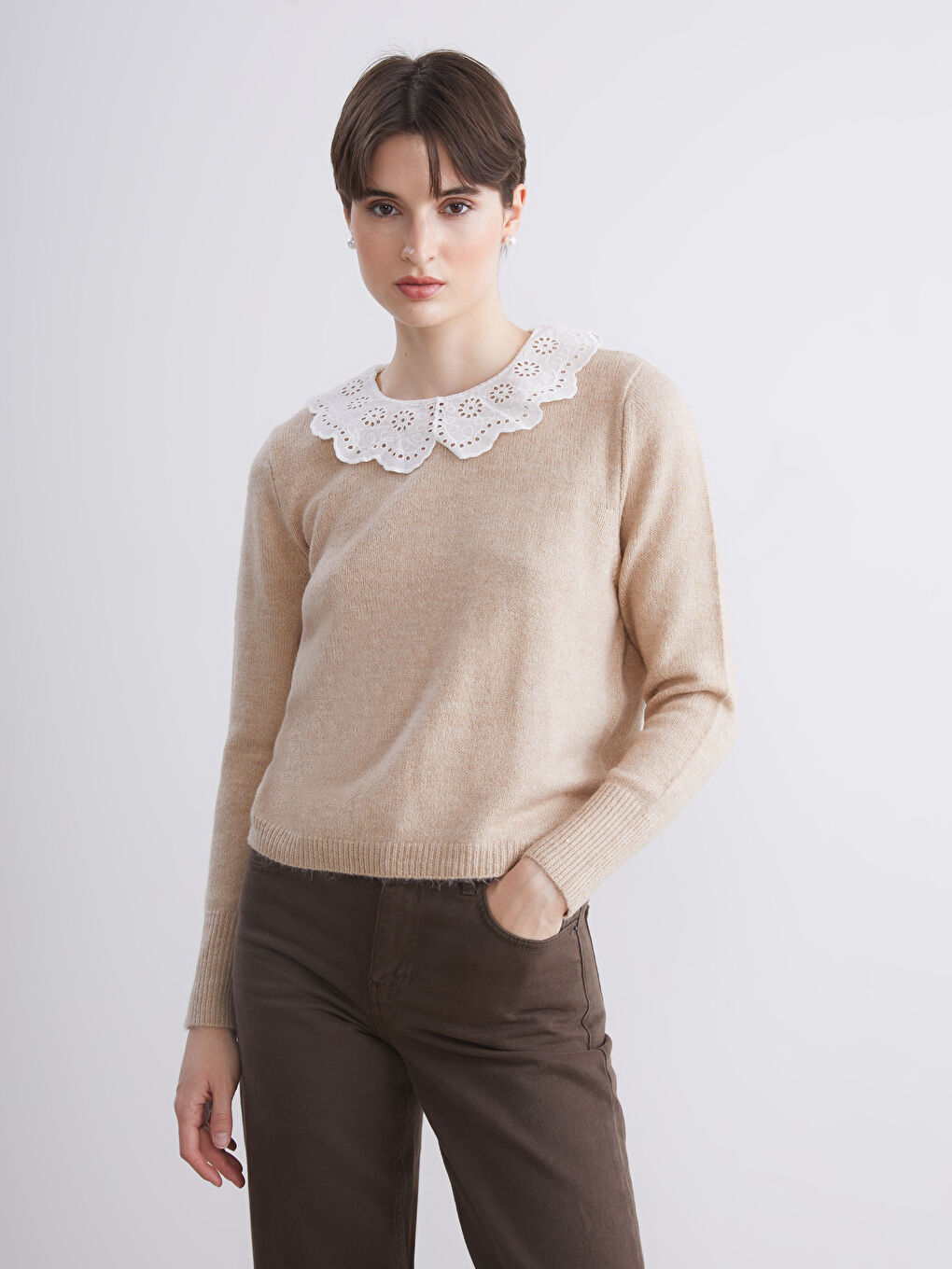 Peter Pan Collar Women's Knitwear Sweater-3