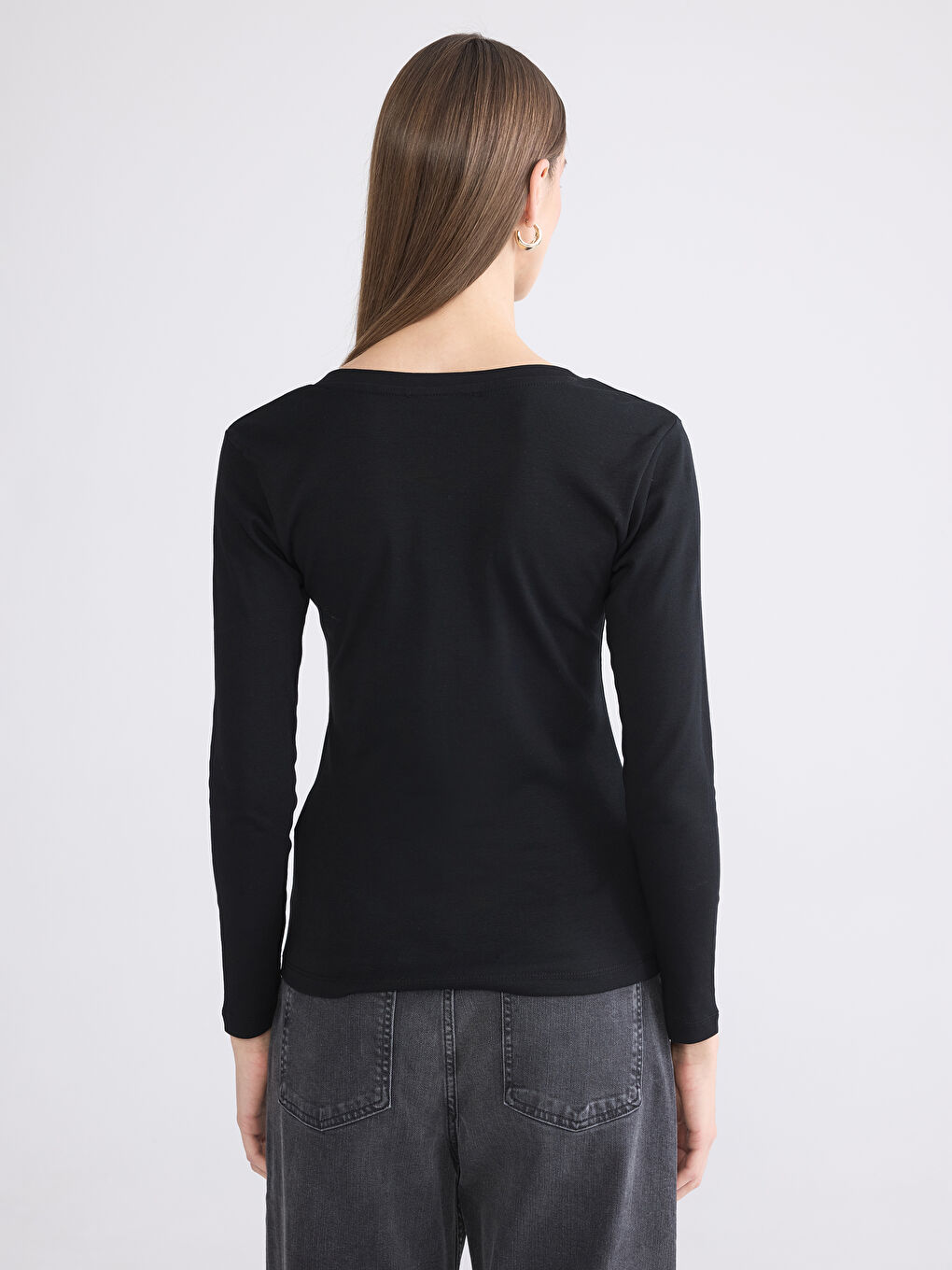 Siyah V Yaka Kadın Body-3