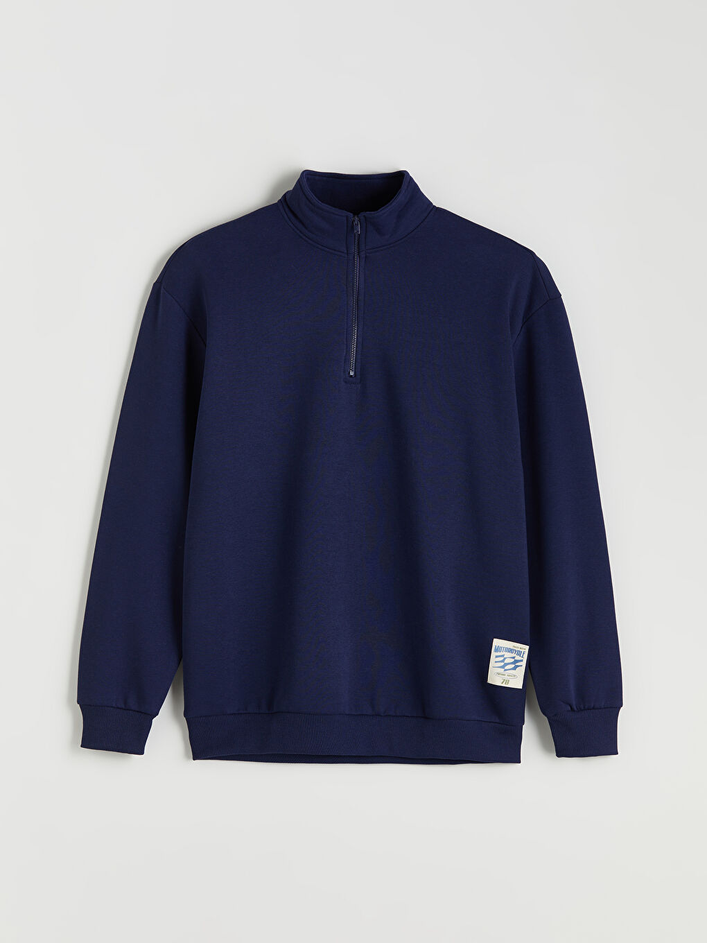 Lacivert Fermuarlı Dik Yaka Uzun Kollu Erkek Sweatshirt-5