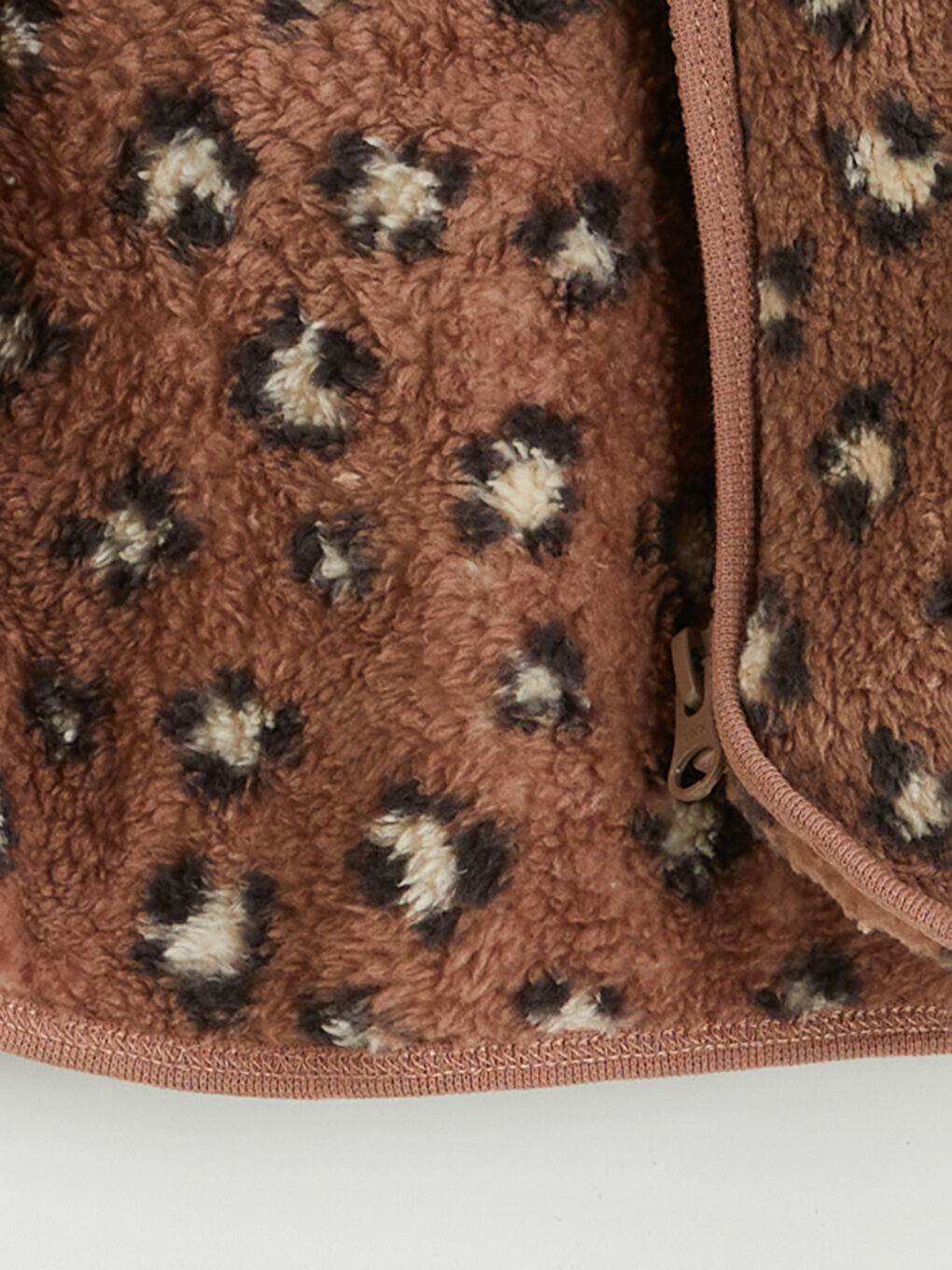 Kahverengi Leopar Desenli Pelüş Kız Bebek Mont-2