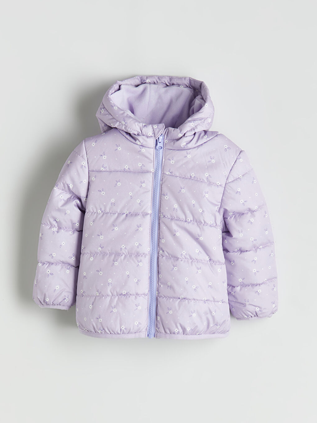 Lila Kapüşonlu Uzun Kollu Kız Çocuk Mont