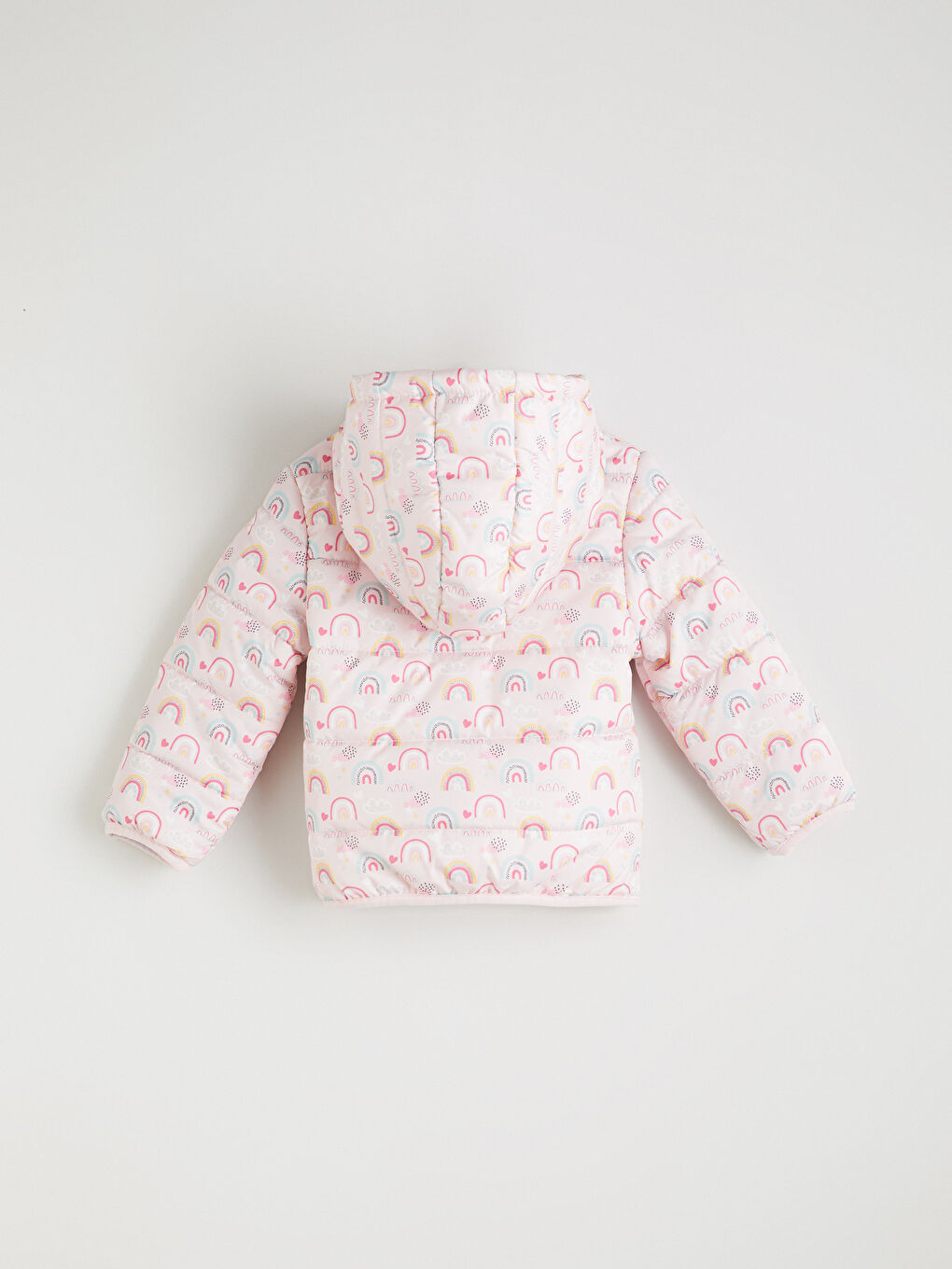 Pembe Kapüşonlu Uzun Kollu Kız Çocuk Mont-1