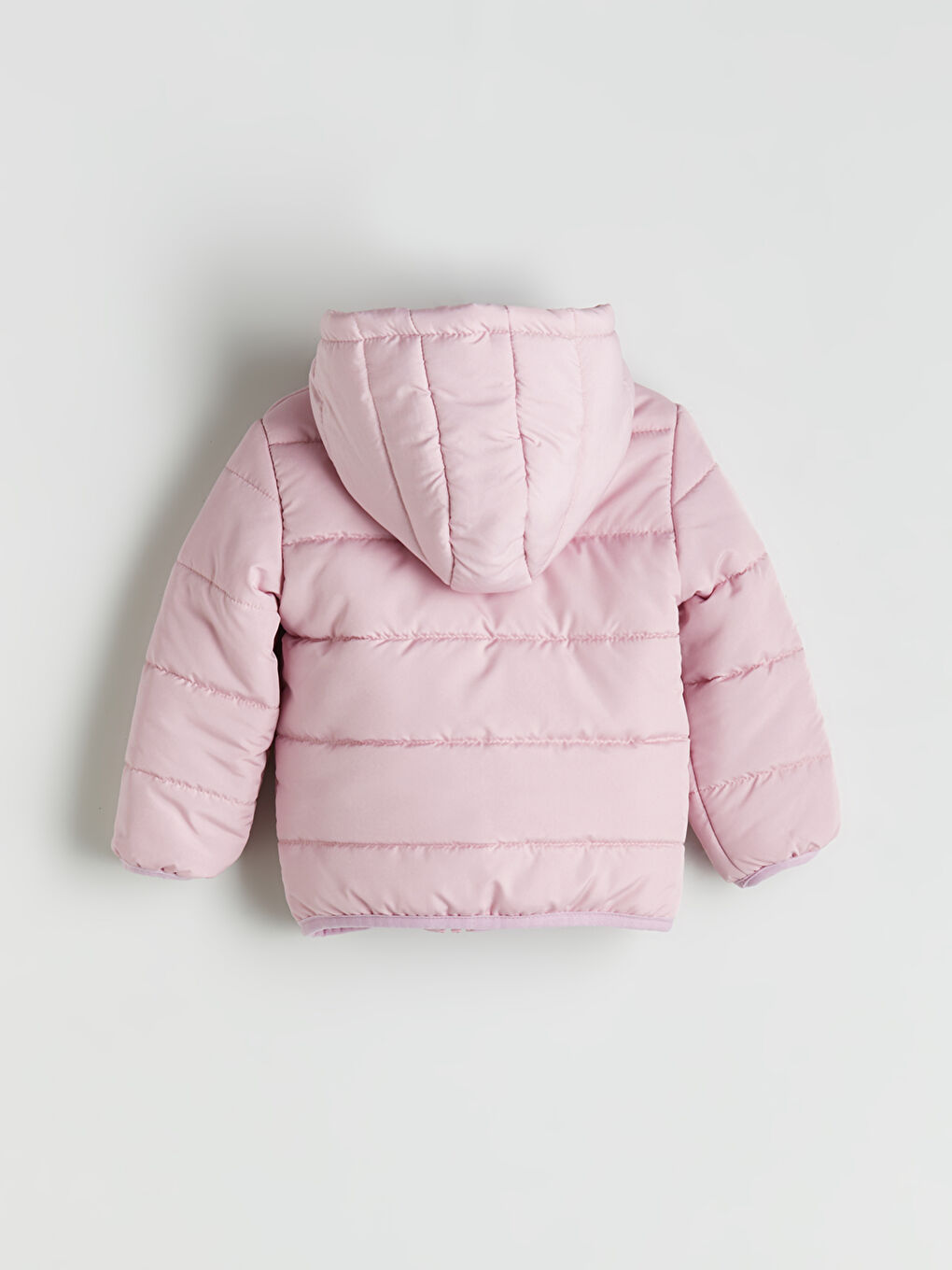 Lila Kapüşonlu Uzun Kollu Kız Çocuk Şişme Mont-2