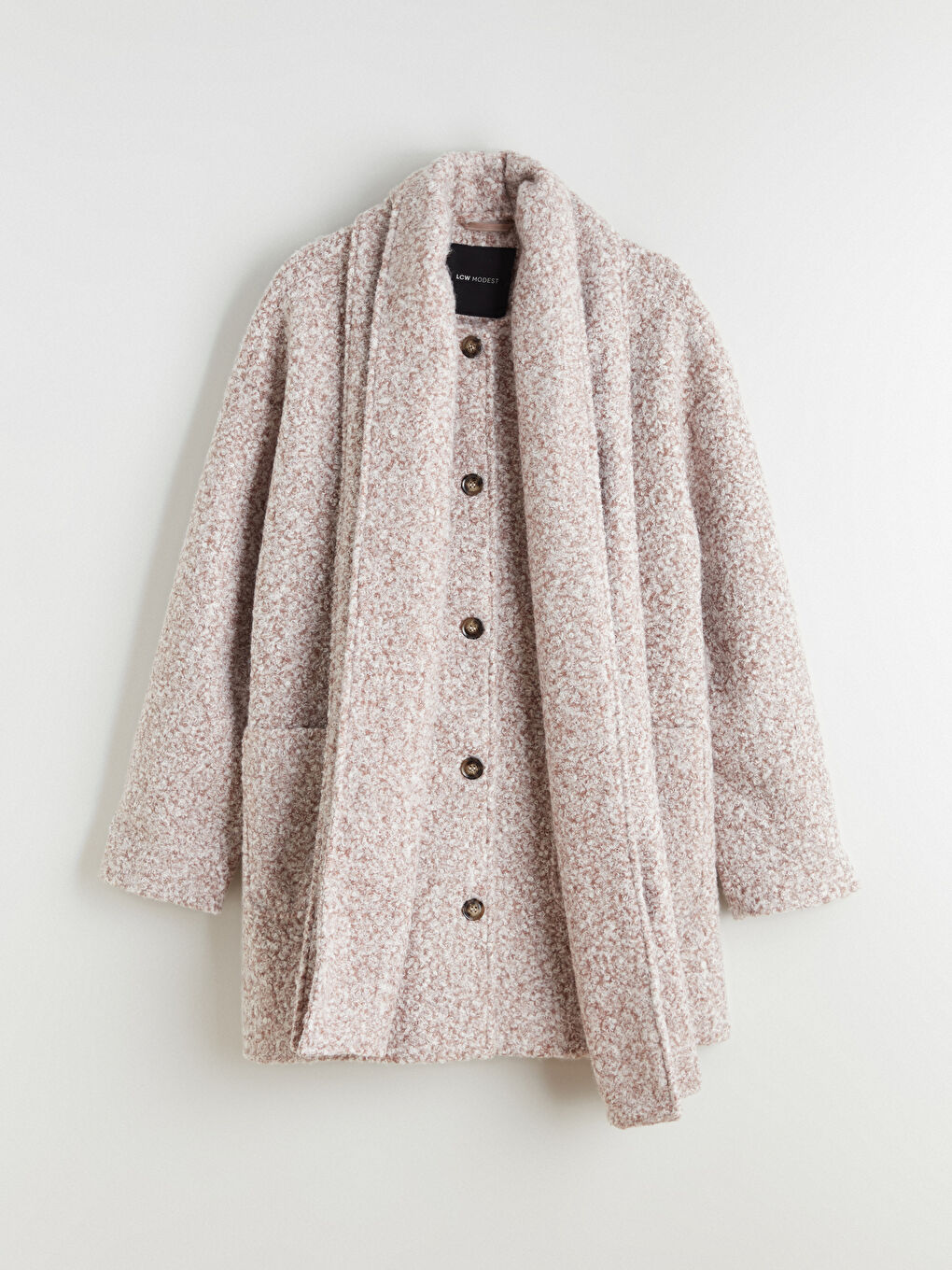 Kahverengi Bisiklet Yaka Atkılı Kadın Kaşe Kaban-6