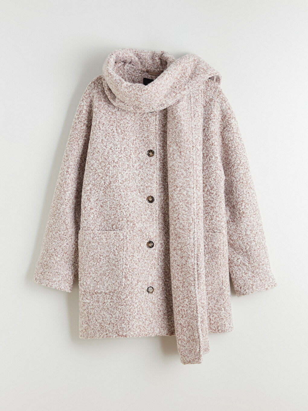 Kahverengi Bisiklet Yaka Atkılı Kadın Kaşe Kaban-7