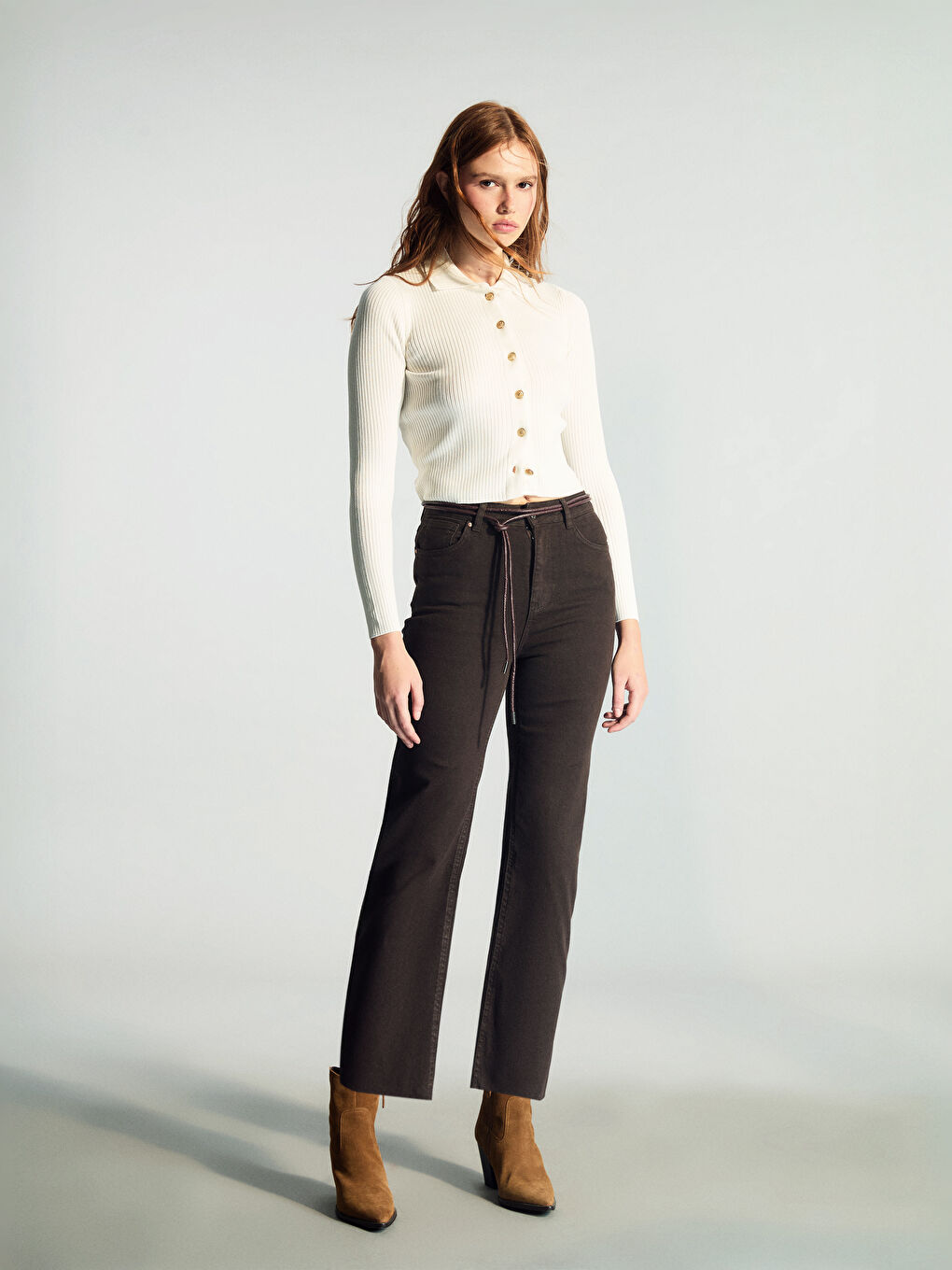 Polo Neck Women's Knitwear Cardigan-1