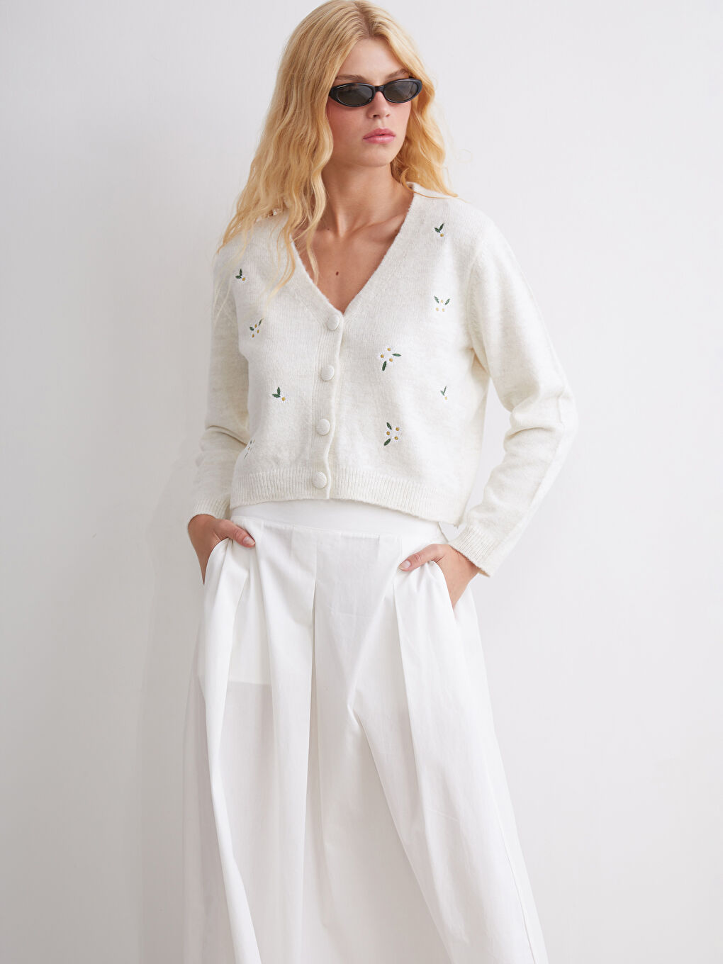 XSIDE Woman ECRU Cardigan -W5FT58Z8-R9J