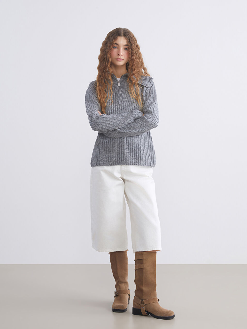 Rollkragen Damen Strickpullover-1