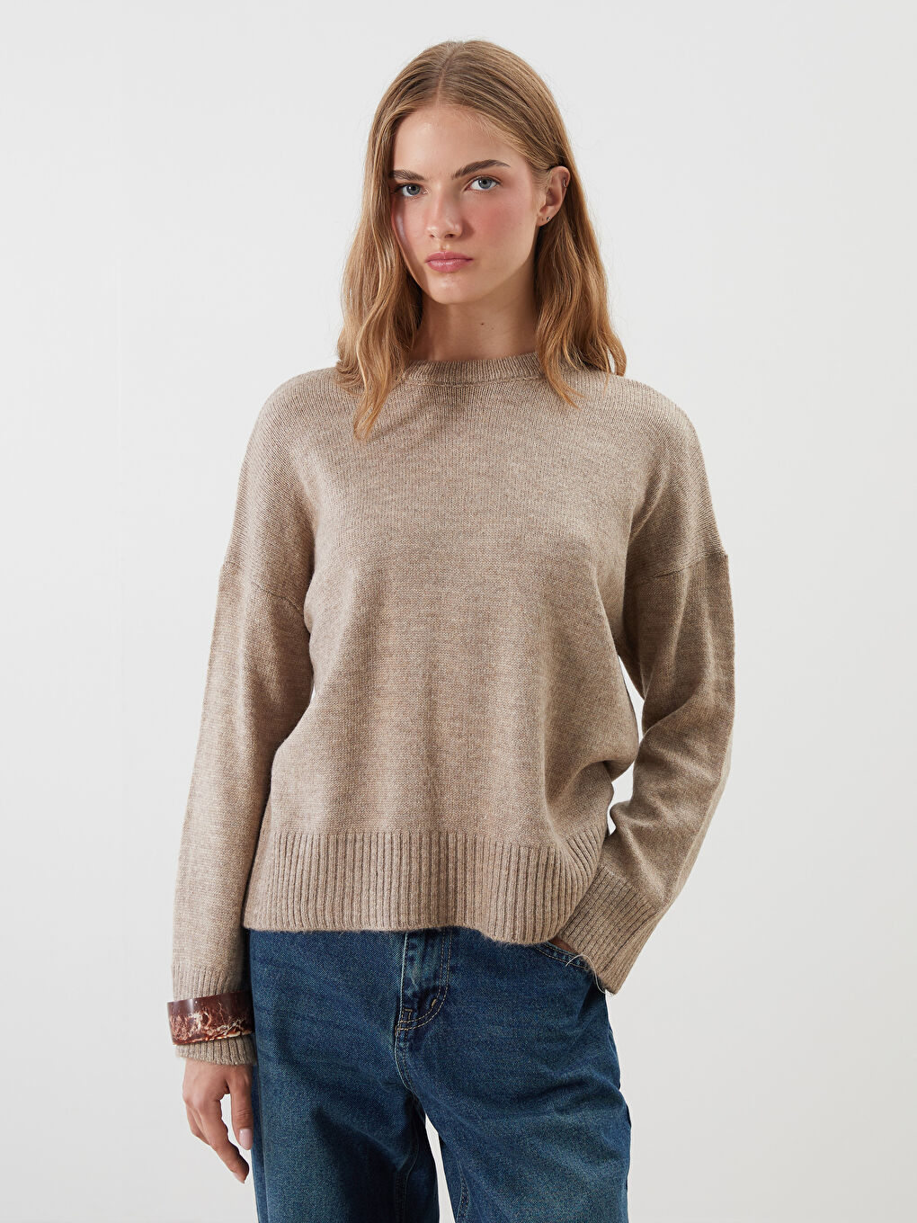 XSIDE Crew Neck Oversize Women's Knitwear Sweater -W5FT64Z8-EHW