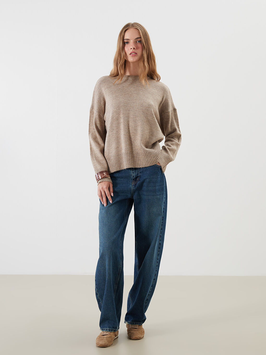 XSIDE Crew Neck Oversize Women's Knitwear Sweater -W5FT64Z8-EHW