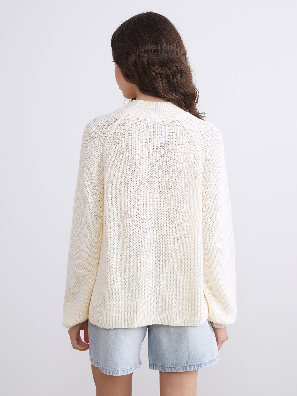 Funnel Neck Women's Knit Sweater-3