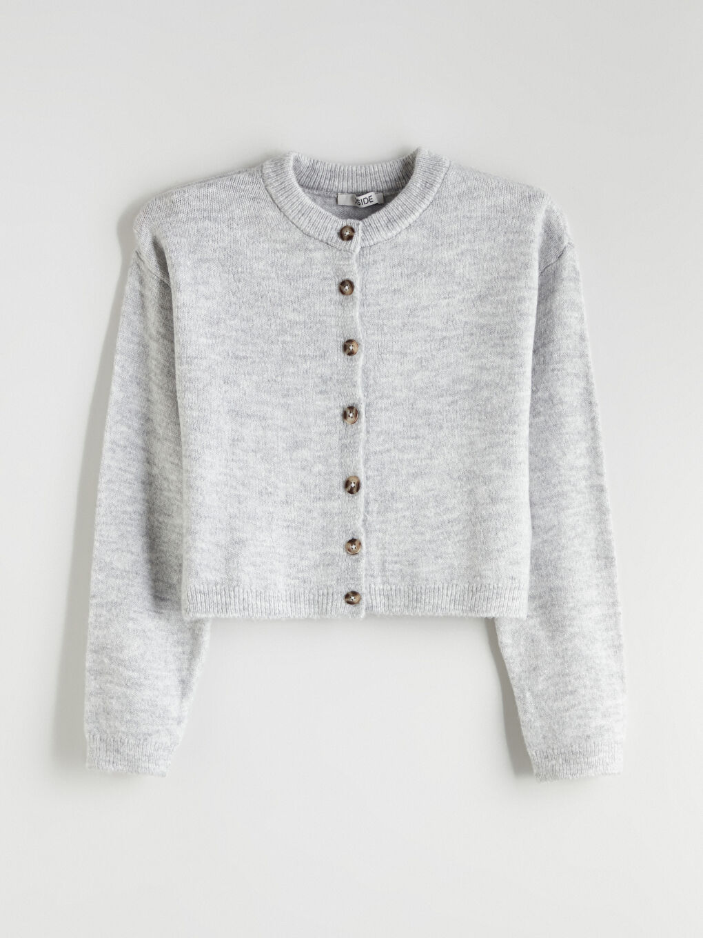 Gri Bisiklet Yaka Kadın Triko Hırka-4