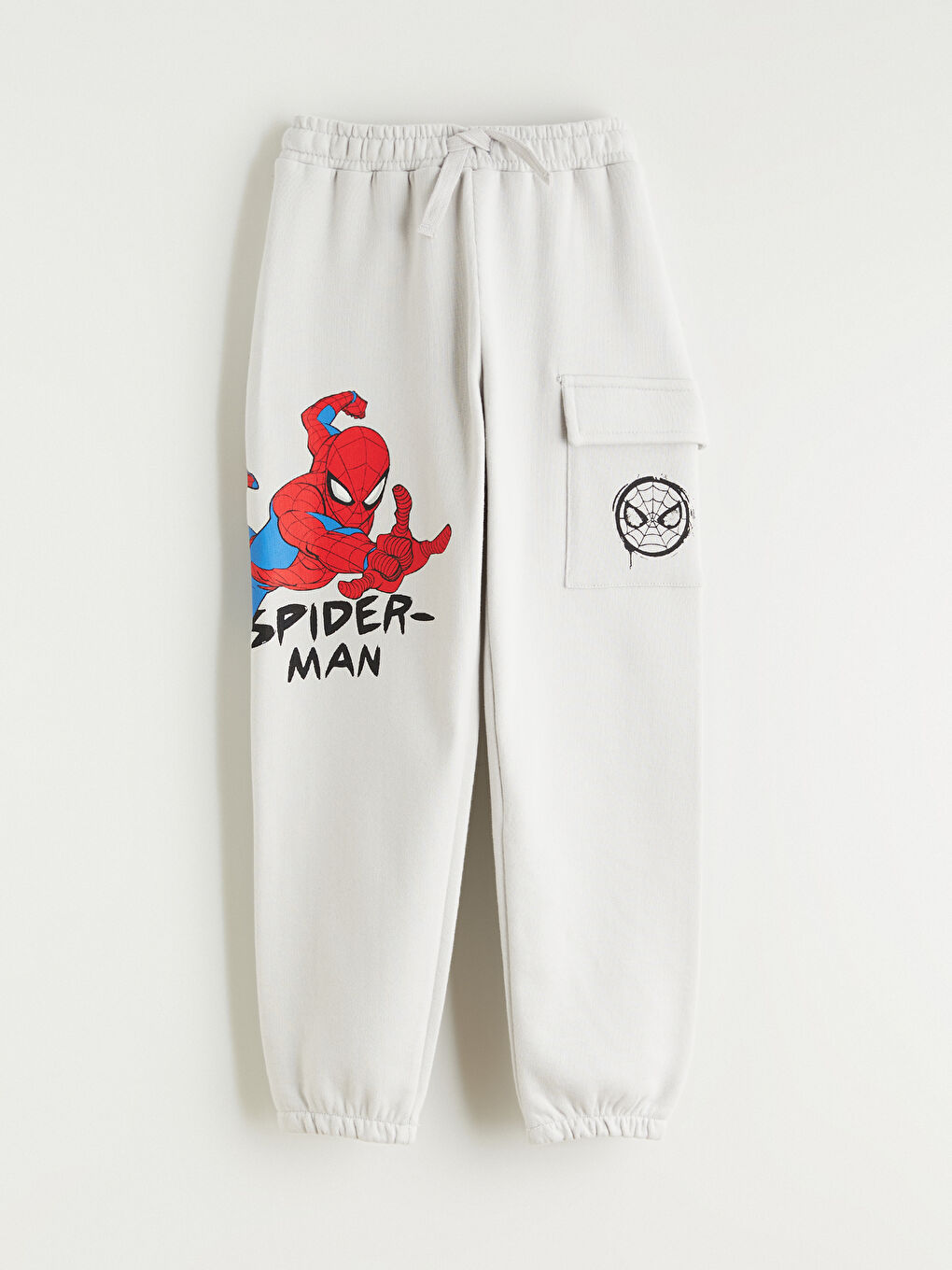 Gri Beli Lastikli Spiderman Baskılı Erkek Çocuk Jogger Eşofman Altı