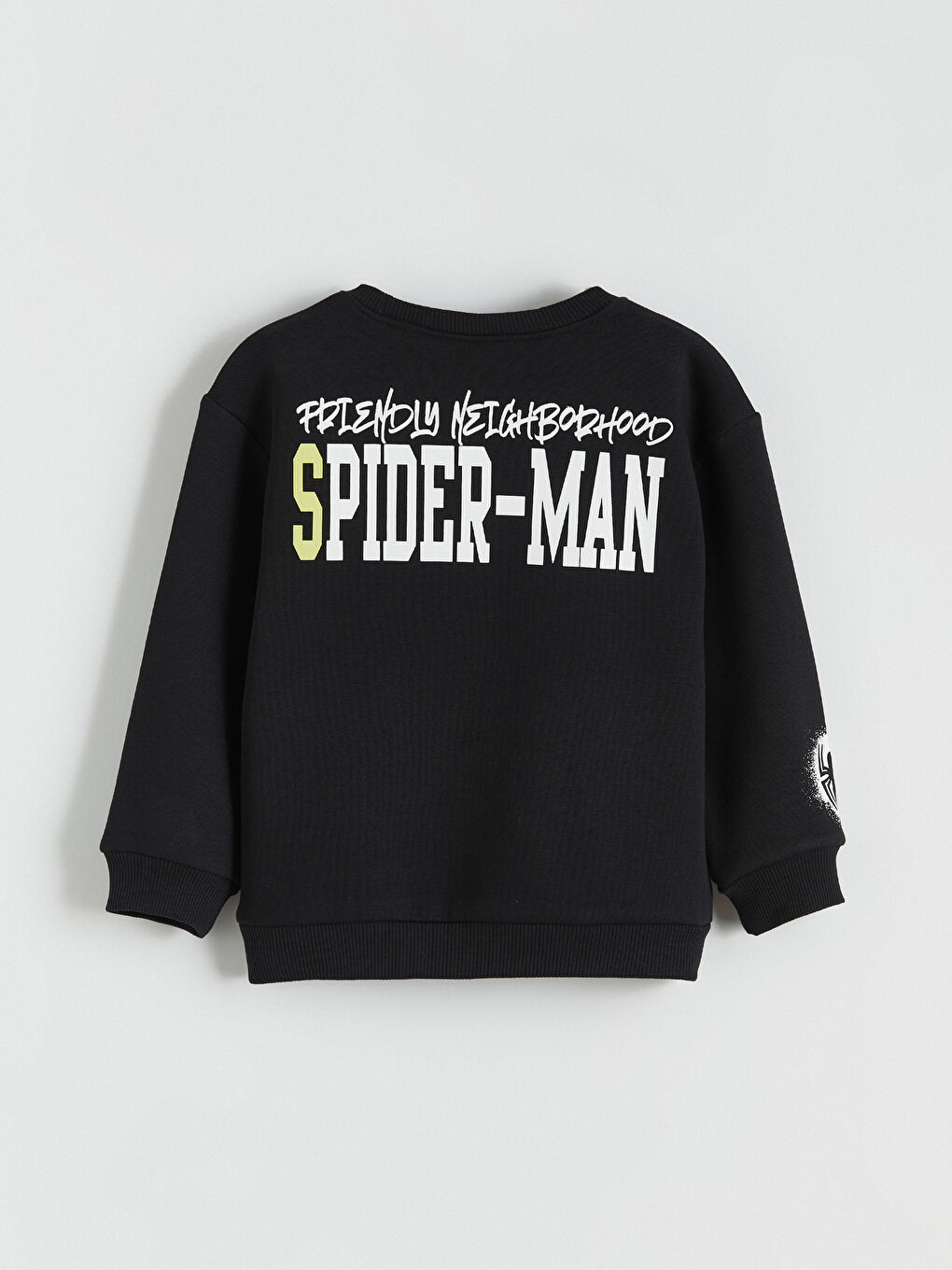 Siyah Spider-Man Lisanslı Erkek Çocuk Kalın Sweatshirt-1