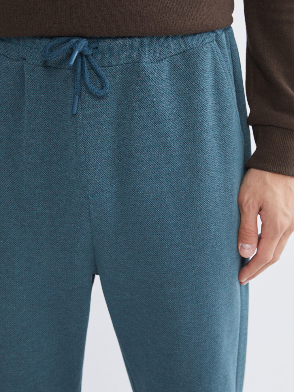 Petrol Standart Kalıp Erkek Kalın Eşofman Altı-2