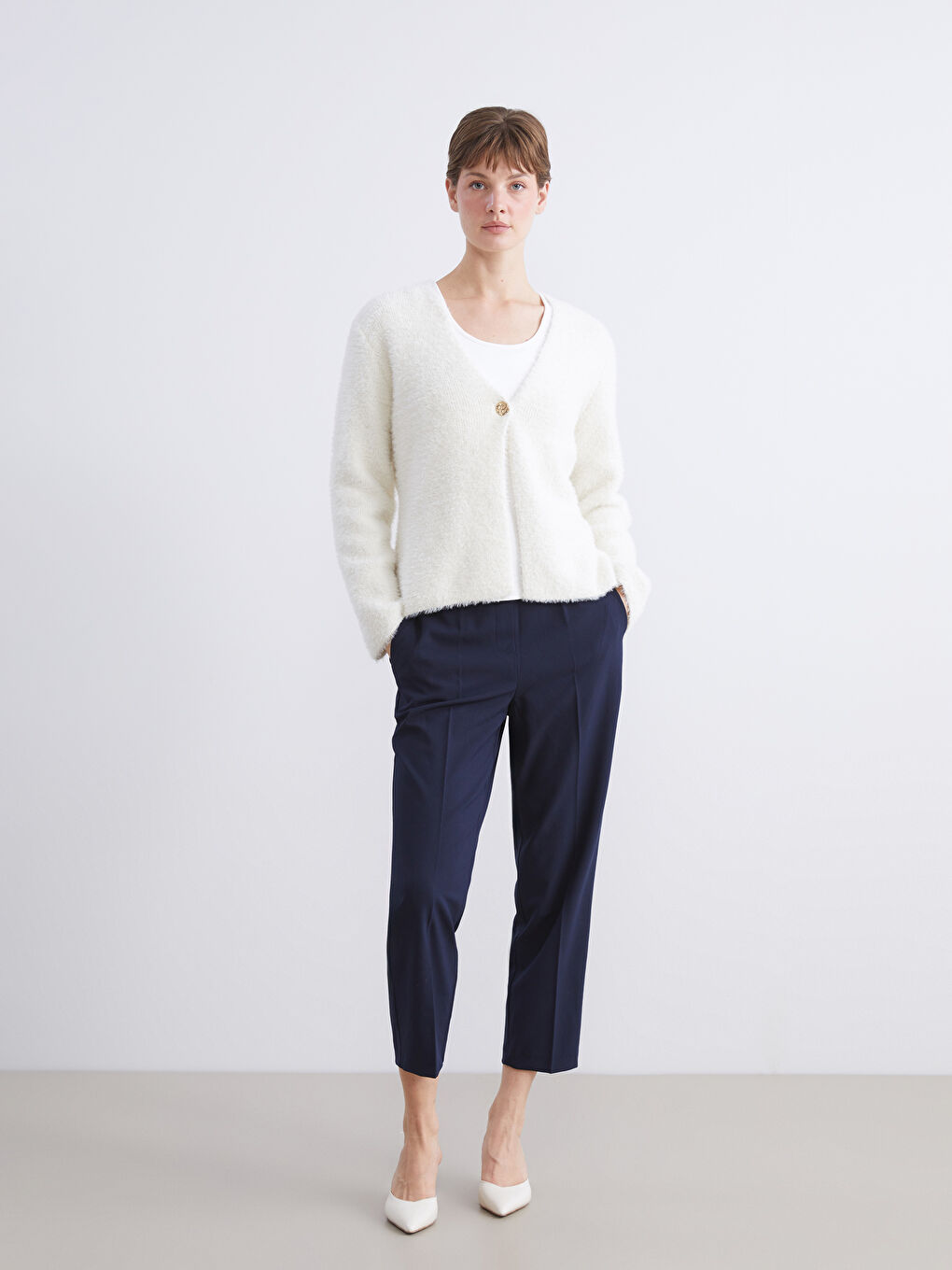 V Neck Women's Plush Knitwear Cardigan-1