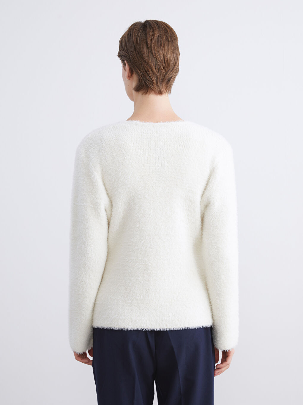 V Neck Women's Plush Knitwear Cardigan-3