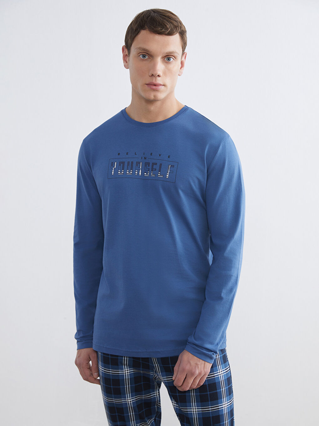 Set de Pijamale pentru Bărbați cu Carouri-1