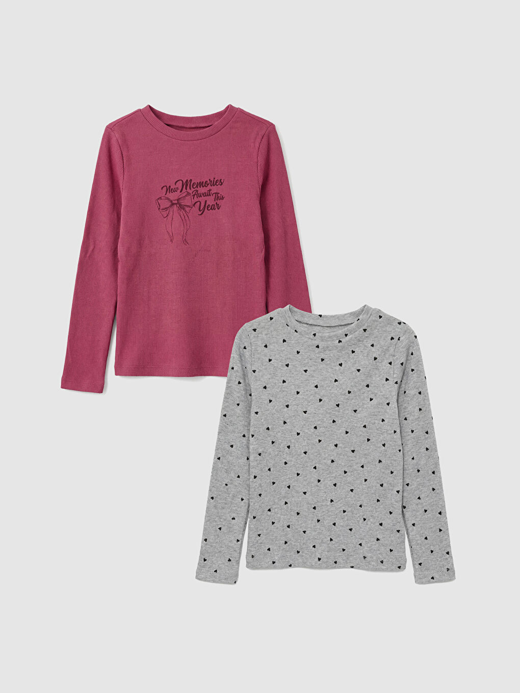 Crew Neck Girls' T-Shirt Set (2 Pieces)