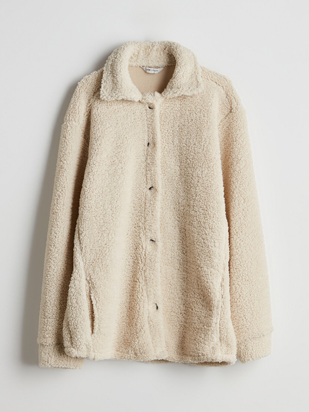 Ekru Standart Kalıp Gömlek Yaka Pelüş Erkek Mont-5