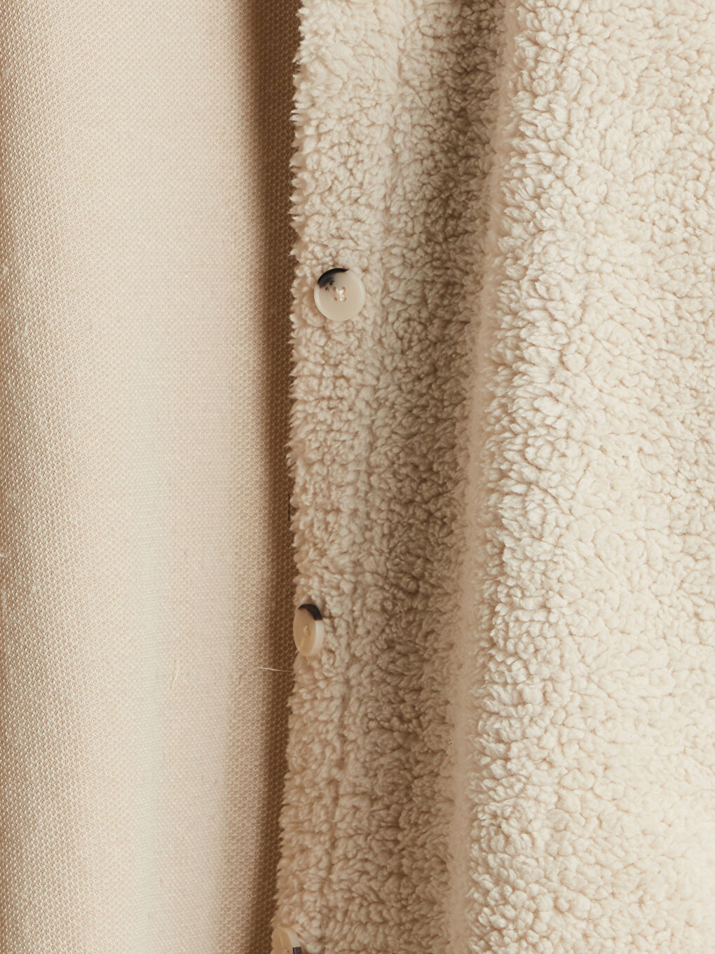 Ekru Standart Kalıp Gömlek Yaka Pelüş Erkek Mont-6