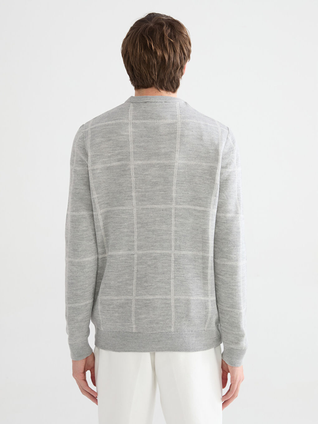 Crew Neck Long Sleeve Men's Tricot Sweater-3