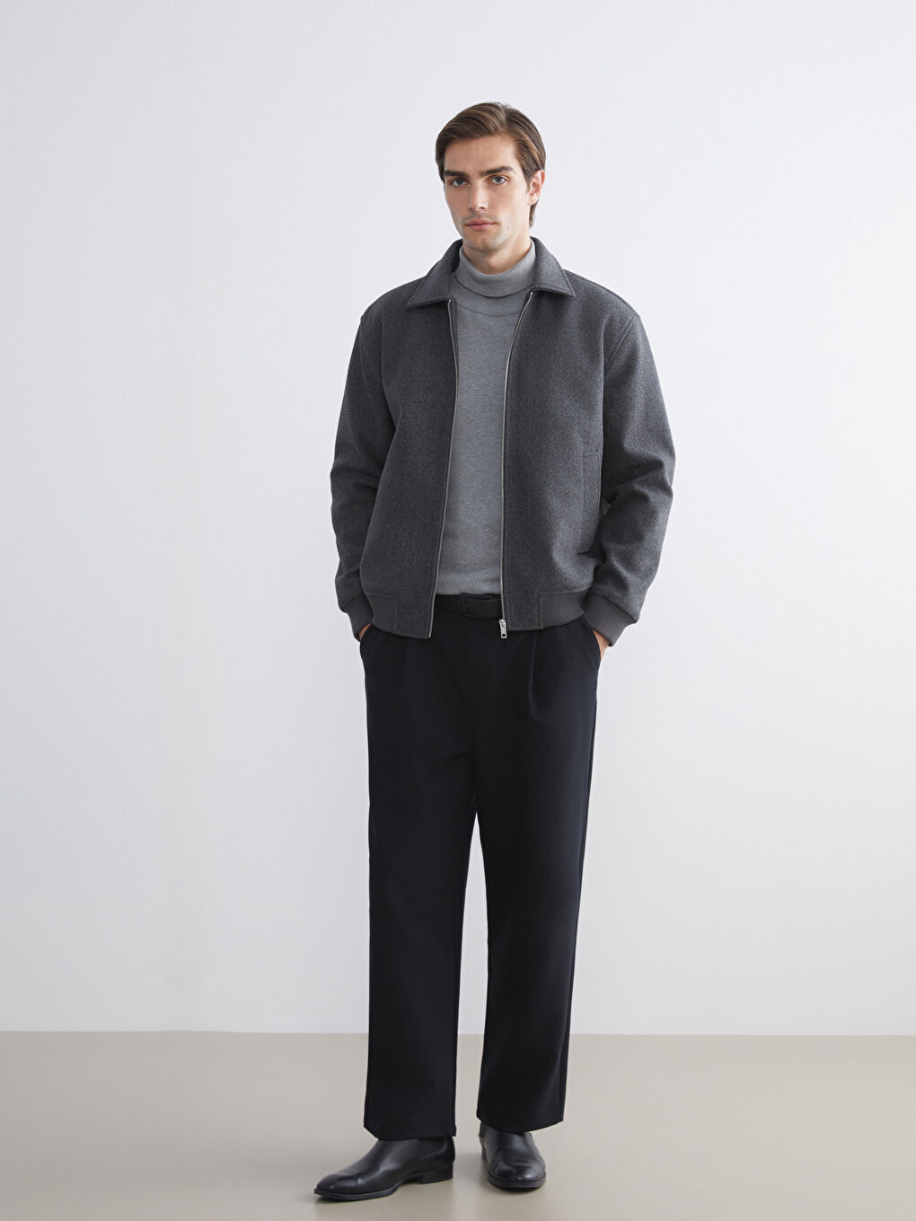 Пальто для чоловіків зі звичайною посадкою та відкладним коміром-1